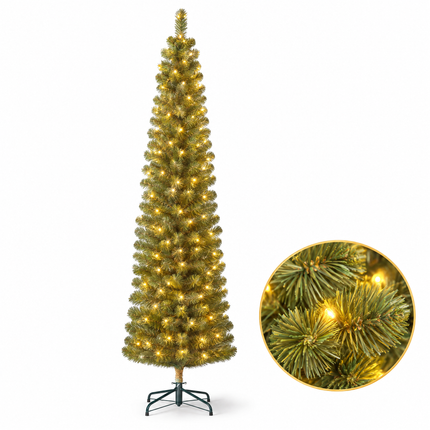 infographic opus55 hoofdafbeelding - Cheqo® Kunstkerstboom 215 cm met Verlichting Warm Wit