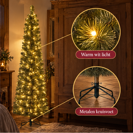 infographic opus55 infographic 3 - Cheqo® Kunstkerstboom 215 cm met Verlichting Warm Wit