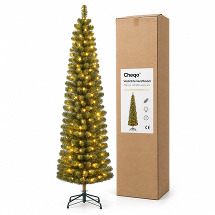 infographic opus55 verpakking - Cheqo® Kunstkerstboom 215 cm met Verlichting Warm Wit