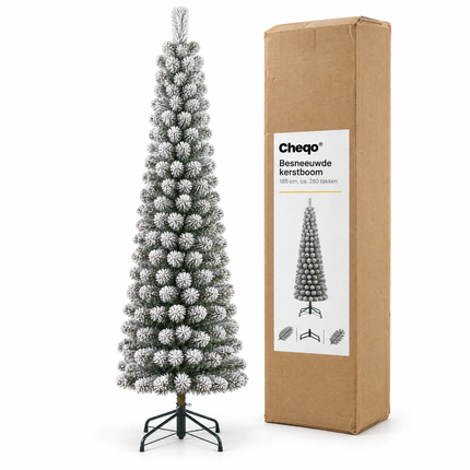 infographic opus55 verpakking - Cheqo® Kunstkerstboom 185 cm Ø55 cm met Sneeuw zonder Verlichting