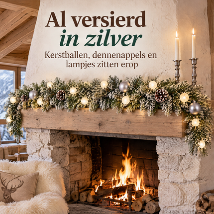 infographic opus55 infographic 1 - Cheqo® Kerstslinger 270 cm Besneeuwd met Zilveren Kerstballen en 20 LED Warm Wit