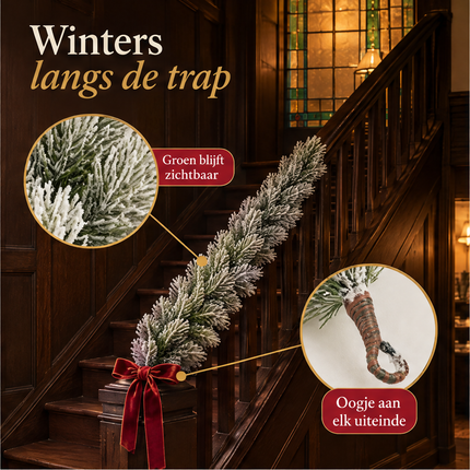 infographic opus55 infographic 2 - Cheqo® Kerstslinger 270 cm met Sneeuw zonder Verlichting