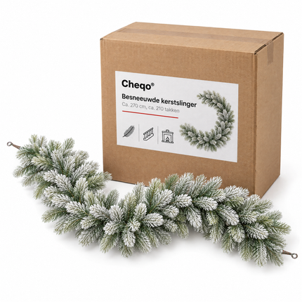 infographic opus55 verpakking - Cheqo® Kerstslinger 270 cm met Sneeuw zonder Verlichting