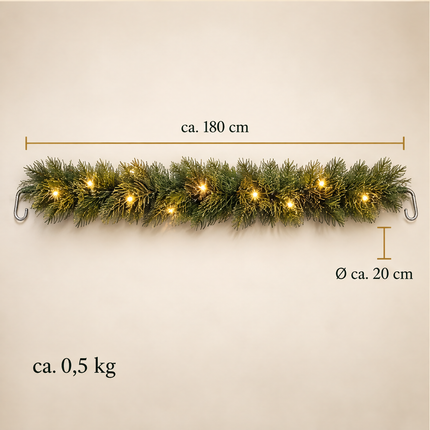 infographic opus55 infographic 4 - Cheqo® Kerstslinger 180 cm Groen met 30 LED Warm Wit