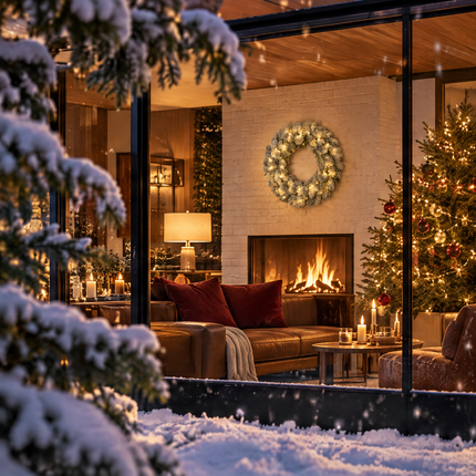 infographic opus55 infographic 3 - Cheqo® Kerstkrans 60 cm met Sneeuw en Verlichting Warm Wit