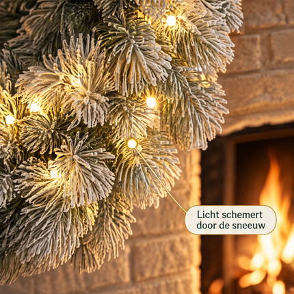infographic opus55 infographic 5 - Cheqo® Kerstkrans 60 cm met Sneeuw en Verlichting Warm Wit