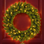infographic opus55 hoofdafbeelding - Cheqo® Kerstkrans 60 cm Groen met Verlichting Warm Wit