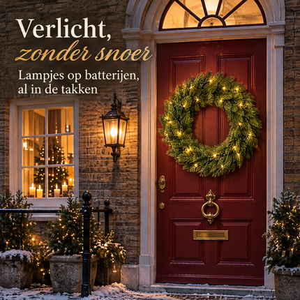 infographic opus55 infographic 1 - Cheqo® Kerstkrans 60 cm Groen met Verlichting Warm Wit