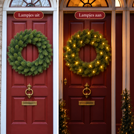 infographic opus55 infographic 3 - Cheqo® Kerstkrans 60 cm Groen met Verlichting Warm Wit