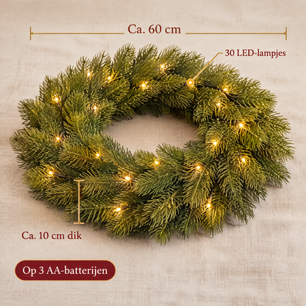 infographic opus55 infographic 4 - Cheqo® Kerstkrans 60 cm Groen met Verlichting Warm Wit