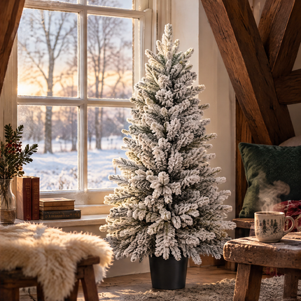 infographic opus55 infographic 3 - Cheqo® Kunstkerstboom 120 cm met Sneeuw zonder Verlichting