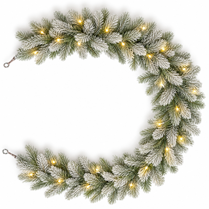 infographic opus55 hoofdafbeelding - Cheqo® Kerstslinger 270 cm met Sneeuw en 30 LED Warm Wit