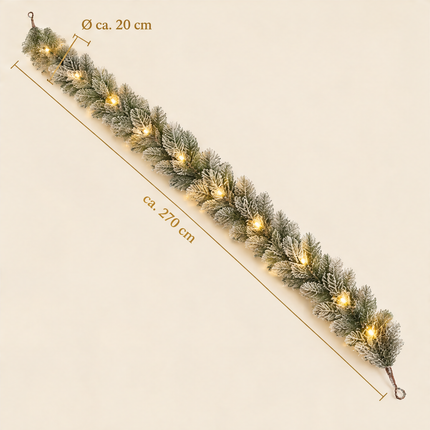 infographic opus55 infographic 5 - Cheqo® Kerstslinger 270 cm met Sneeuw en 30 LED Warm Wit