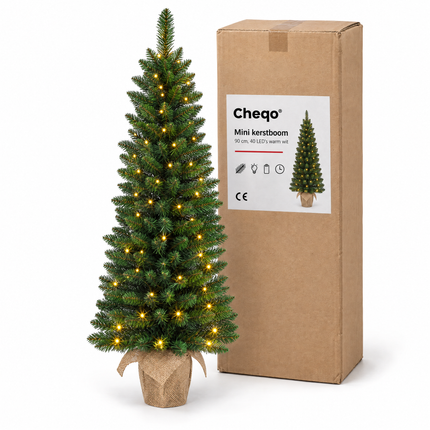 infographic opus55 verpakking - Cheqo® Mini Kerstboom 90 cm met Verlichting Warm Wit