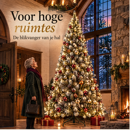 infographic opus55 infographic 1 - Cheqo® Kunstkerstboom 215 cm met Witte Naaldpuntjes en Verlichting Warm Wit