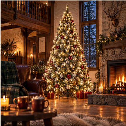 infographic opus55 infographic 6 - Cheqo® Kunstkerstboom 215 cm met Witte Naaldpuntjes en Verlichting Warm Wit