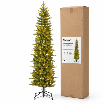 infographic opus55 verpakking - Cheqo® Kunstkerstboom 215 cm met Verlichting Warm Wit