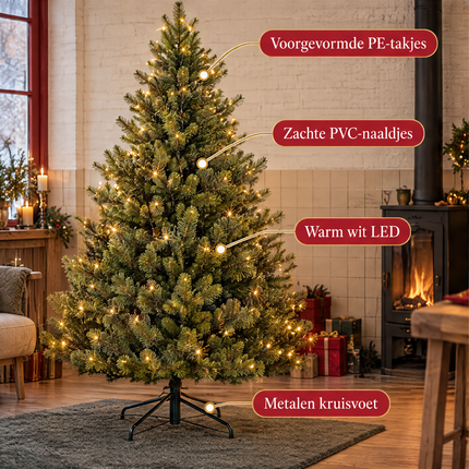 infographic opus55 infographic 4 - Cheqo® Kunstkerstboom 215 cm met Verlichting Warm Wit