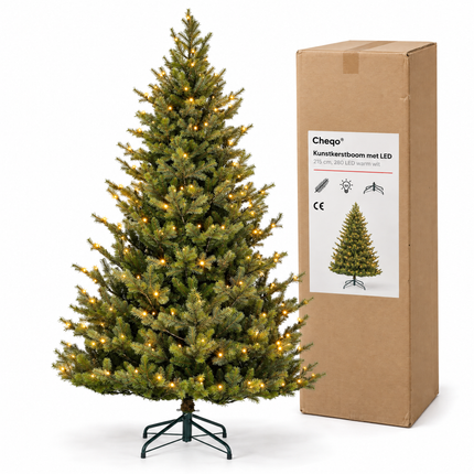 infographic opus55 verpakking - Cheqo® Kunstkerstboom 215 cm met Verlichting Warm Wit
