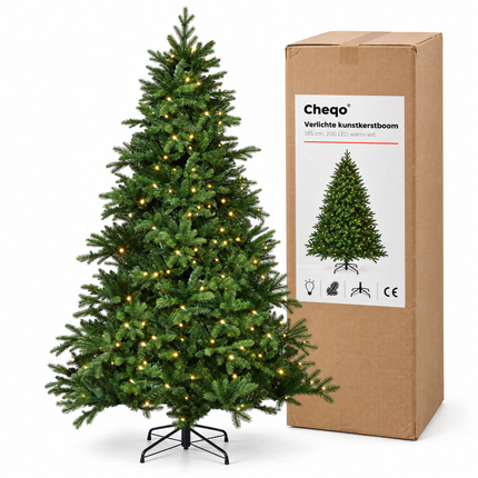 infographic opus55 verpakking - Cheqo® Kunstkerstboom 185 cm met Verlichting Warm Wit