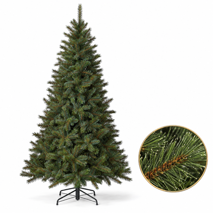 infographic opus55 hoofdafbeelding - Cheqo® Kunstkerstboom 215 cm met Witte Naaldpuntjes zonder Verlichting