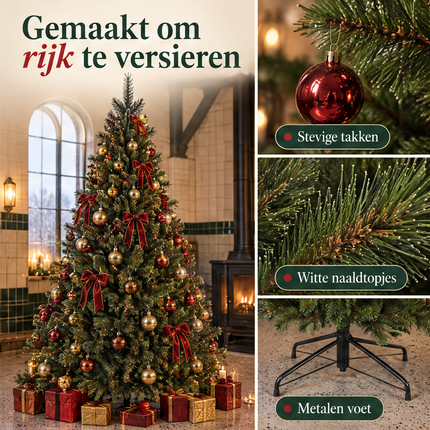 infographic opus55 infographic 2 - Cheqo® Kunstkerstboom 215 cm met Witte Naaldpuntjes zonder Verlichting