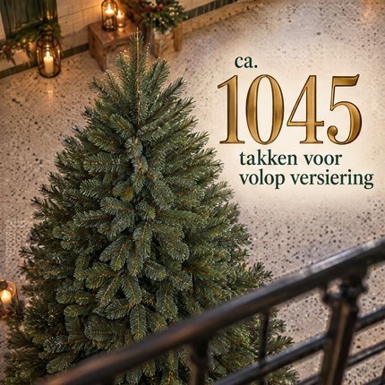 infographic opus55 infographic 5 - Cheqo® Kunstkerstboom 215 cm met Witte Naaldpuntjes zonder Verlichting