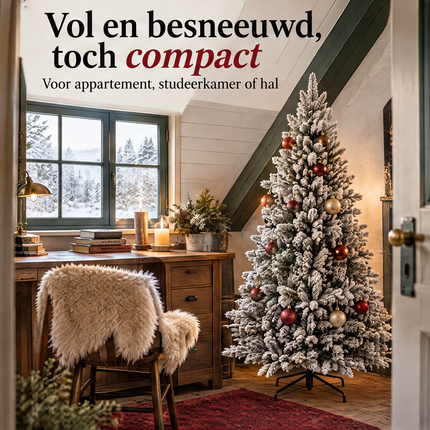 infographic opus55 infographic 1 - Cheqo® Kunstkerstboom 155 cm met Sneeuw zonder Verlichting