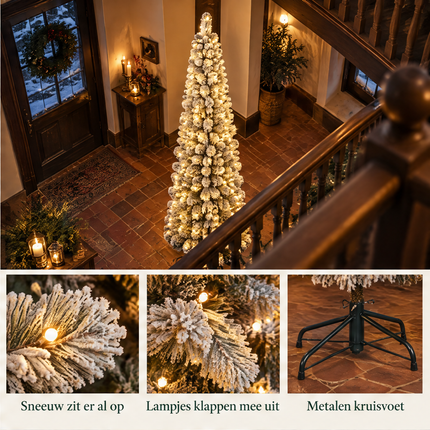 infographic opus55 infographic 3 - Cheqo® Kunstkerstboom 260 cm met Sneeuw en Verlichting Warm Wit