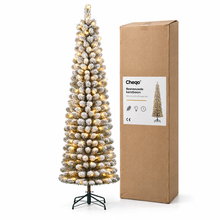 infographic opus55 verpakking - Cheqo® Kunstkerstboom 260 cm met Sneeuw en Verlichting Warm Wit