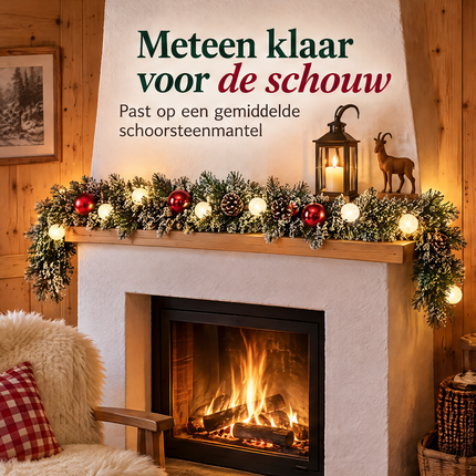 infographic opus55 infographic 1 - Cheqo® Kerstslinger 180 cm Besneeuwd met Rode Kerstballen en 15 LED Warm Wit