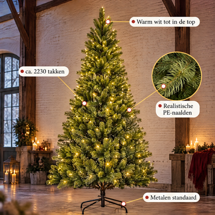 infographic opus55 infographic 3 - Cheqo® Kunstkerstboom 240 cm met Verlichting Warm Wit