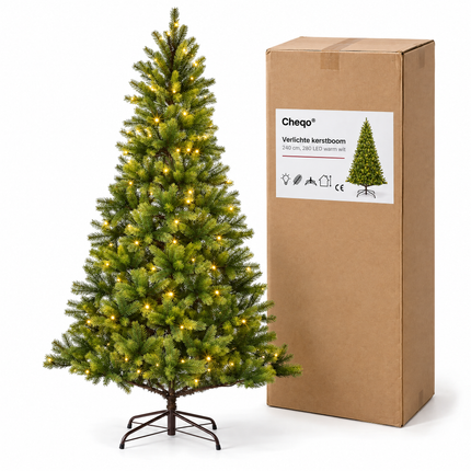 infographic opus55 verpakking - Cheqo® Kunstkerstboom 240 cm met Verlichting Warm Wit