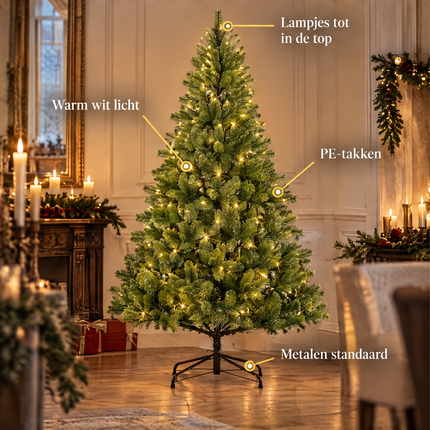 infographic opus55 infographic 4 - Cheqo® Kunstkerstboom 180 cm met Verlichting Warm Wit