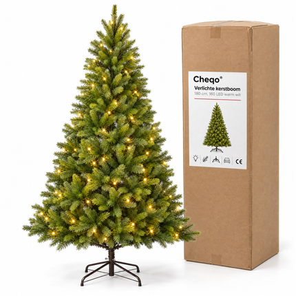 infographic opus55 verpakking - Cheqo® Kunstkerstboom 180 cm met Verlichting Warm Wit