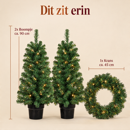 infographic opus55 infographic 2 - Cheqo® Kerstboompjes Set van 2 met Kerstkrans voor Binnen