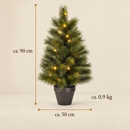 infographic opus55 infographic 6 - Cheqo® Mini Kerstboom 90 cm met Witte Naaldpuntjes en Verlichting Warm Wit
