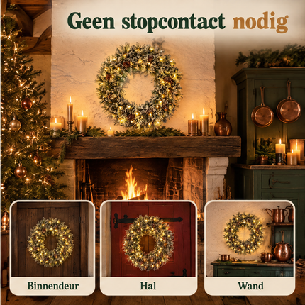 infographic opus55 infographic 3 - Cheqo® Kerstkrans 60 cm met Sneeuw en Verlichting Warm Wit
