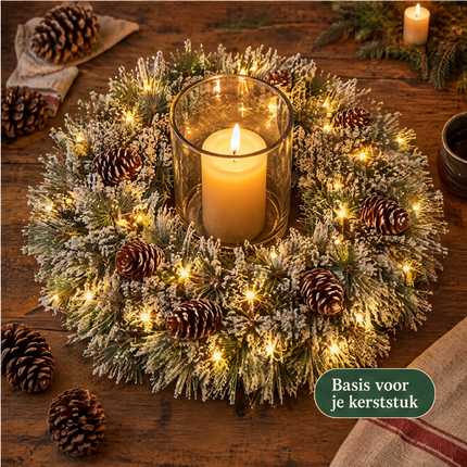 infographic opus55 infographic 6 - Cheqo® Kerstkrans 60 cm met Sneeuw en Verlichting Warm Wit