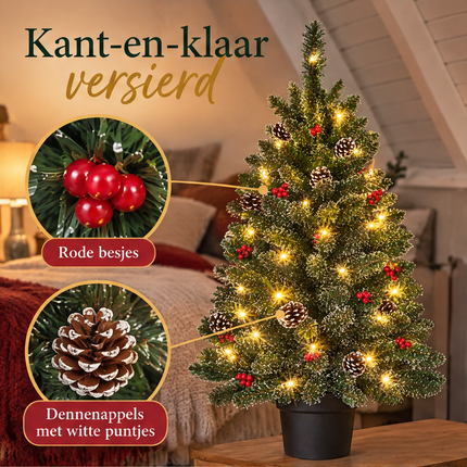infographic opus55 infographic 2 - Cheqo® Mini Kerstboom 90 cm met Witte Naaldpuntjes en Verlichting Warm Wit