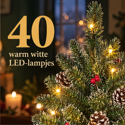infographic opus55 infographic 3 - Cheqo® Mini Kerstboom 90 cm met Witte Naaldpuntjes en Verlichting Warm Wit