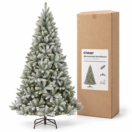 infographic opus55 verpakking - Cheqo® Kunstkerstboom 180 cm met Sneeuw zonder Verlichting