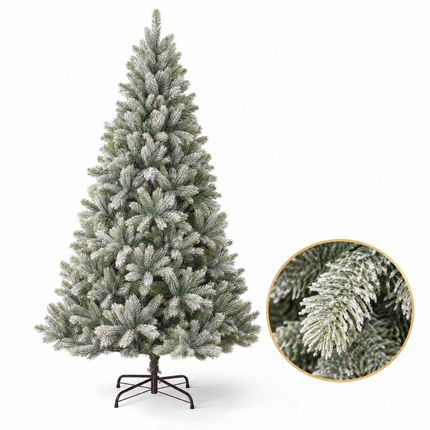 infographic opus55 hoofdafbeelding - Cheqo® Kunstkerstboom 150 cm met Sneeuw zonder Verlichting