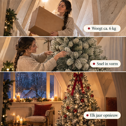 infographic opus55 infographic 6 - Cheqo® Kunstkerstboom 150 cm met Sneeuw zonder Verlichting