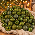 infographic opus55 hoofdafbeelding - Cheqo® Kerstballen Set van 60 Olijfgroen