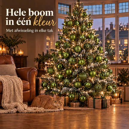 infographic opus55 infographic 1 - Cheqo® Kerstballen Set van 60 Olijfgroen