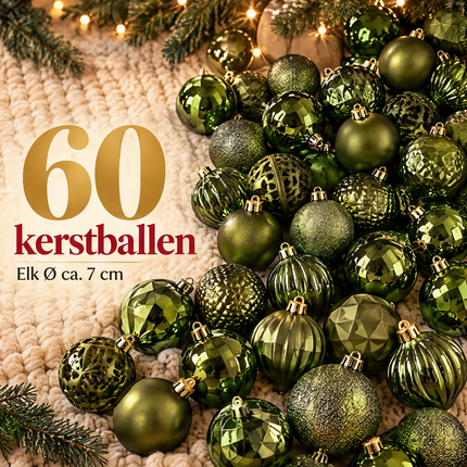 infographic opus55 infographic 3 - Cheqo® Kerstballen Set van 60 Olijfgroen