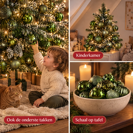 infographic opus55 infographic 6 - Cheqo® Kerstballen Set van 60 Olijfgroen