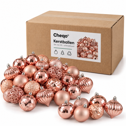 infographic opus55 verpakking - Cheqo® Kerstballen Set van 60 Roze