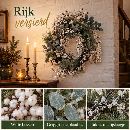 infographic opus55 infographic 2 - Cheqo® Kerstkrans 40 cm met Witte Bessen en Dennenappels